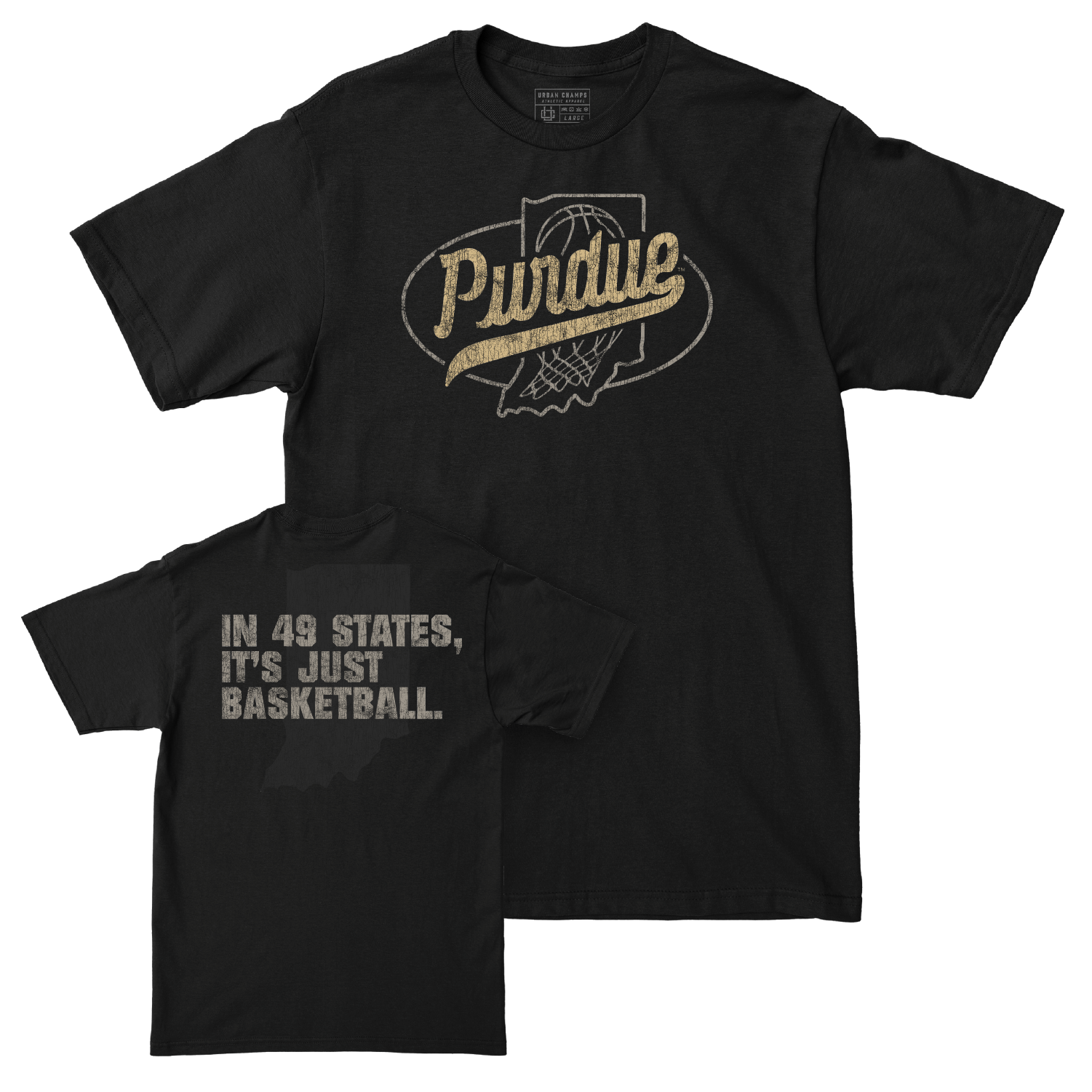 "In 49 States It's Just Basketball" Black Tee